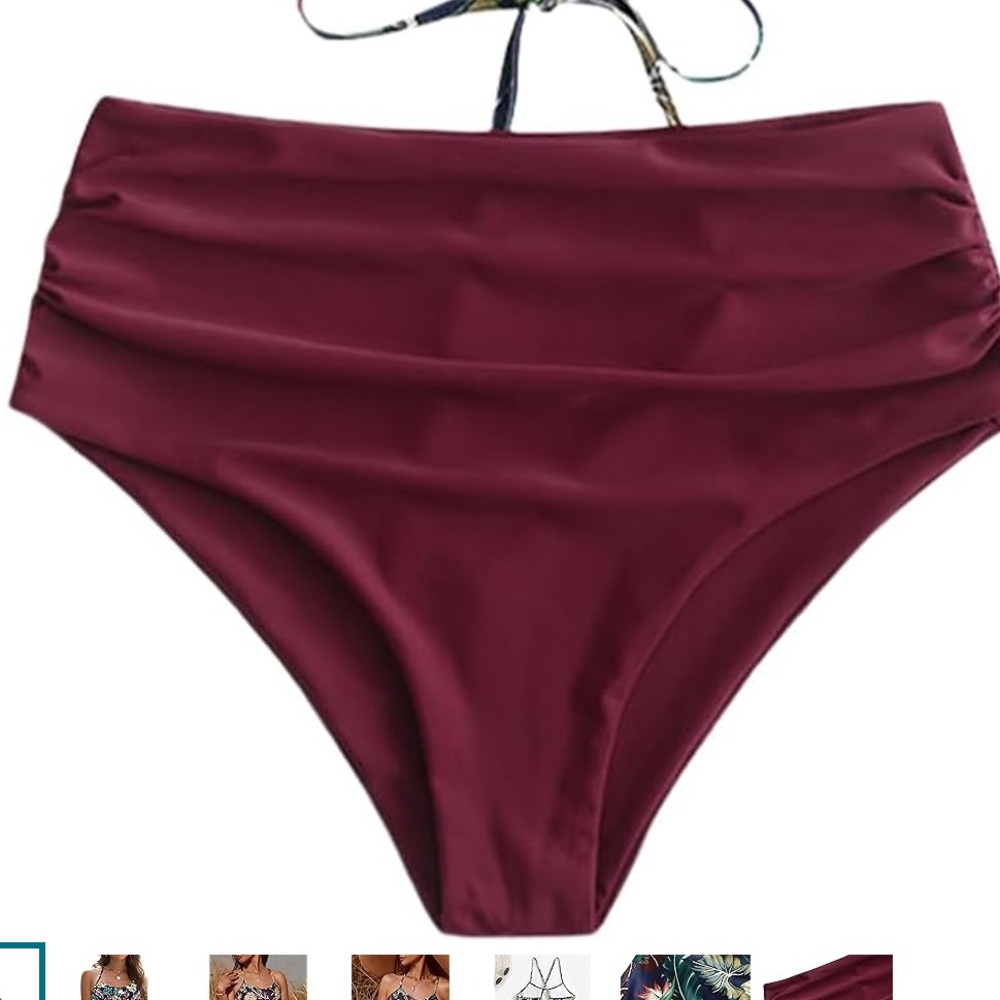 Zaful Plum High-Waisted Bikini Bottom - size M fits like L